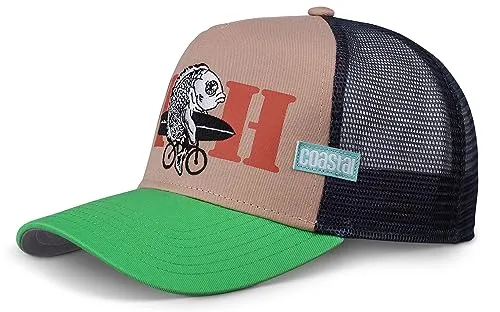 Coastal HFT Trucker Cap Fish Khaki/Green - Hüte & Mützen, atmungsaktive Meshcap mit UV-Schutz, ideal für Outdoor-Aktivitäten und den Sommer.