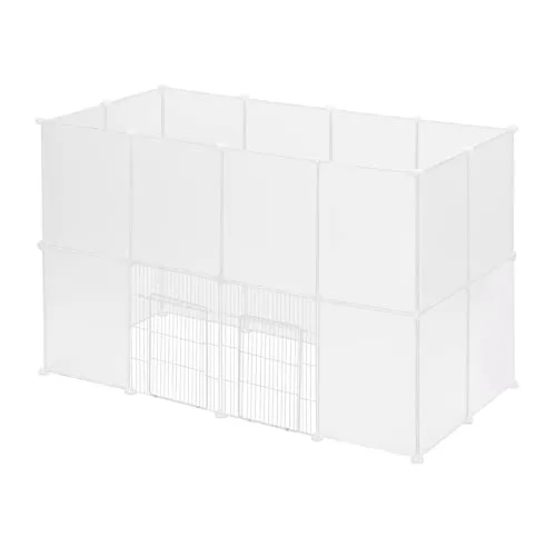 EUGAD Freilaufgehege für Kleintiere - DIY Kunststofflaufstall - Kleintierlaufställe: Flexibles Gehege mit 12 Platten, ideal für Kaninchen, Meerschweinchen und Welpen. Rutschfest und stabil, perfekt für drinnen.