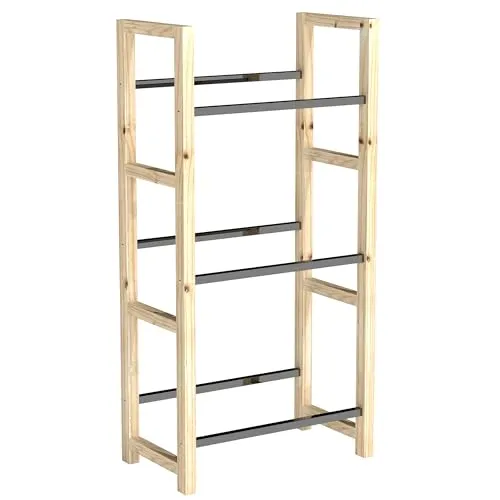 Outsunny Getränkekistenregal für 3 Getränkekisten - Praktisches Regalsystem für bis zu 3 Getränkekisten, aus robustem Fichtenholz, ideal für Küche oder Garten. Belastbar bis 150 kg, perfekt für eine organisierte Grillparty!