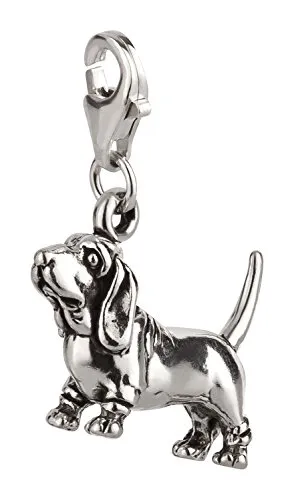 Charm Anhänger Hund Basset Hound 2 aus 925 Sterling Silber (18x14mm)