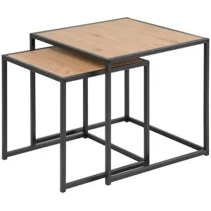 AC-Design Couchtisch Seaford, 2-teilig in Wildeiche - Modernes 2-teiliges Couchtisch-Set mit platzsparendem Design. Pflegeleichte Oberfläche und stabiles Metallgestell in matt schwarz – ideal für stilvolle Wohnräume.