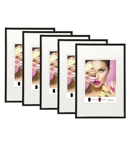 IDEAL TREND 2er 3er 5er Pack Photo Style Set Bilderrahmen Wanddeko Collage Poster Kunststoff Rahmen: Farbe: 5er Pack Schwarz | Format: 30x30