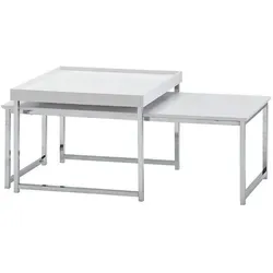 FineBuy Couchtisch 2er Set Holz/Metall - Modernes Design für Ihr Wohnzimmer - Satztische fürs Wohnzimmer: Flexibles 2er Set mit quadratischem und rechteckigem Tisch, ideal für individuelle Gestaltung und Ablagefläche in jedem Raum.