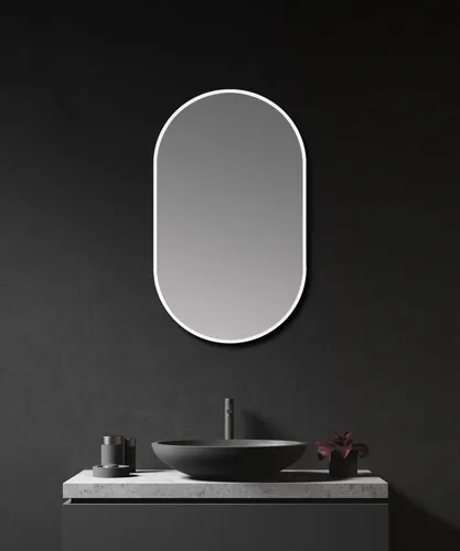 Talos Dekospiegel Design weiß - Badspiegel im ovalen Design, ideal für stilvolle Badezimmer. Mit IP24 Schutzart für den Einsatz in feuchten Räumen geeignet.