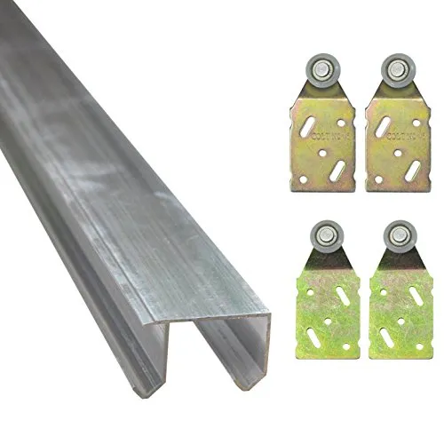 Doppel Laufschiene aus Aluminium in 3 verschiedenen Längen Führungsschiene (Komplett-Bausatz für 2 Türen mit 2.5m Schiene - 1 * 30129+2 * 30130A+2 * 30130B)