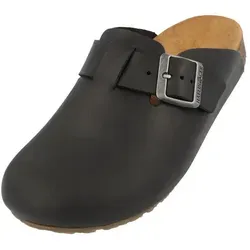 HAFLINGER Porto Eleganter Clog aus Leder - Hausschuhe mit rutschfester Gummisohle und Kork Latex Fußbett für optimalen Tragekomfort und perfektes Fußklima. Ideal für Zuhause und unterwegs.