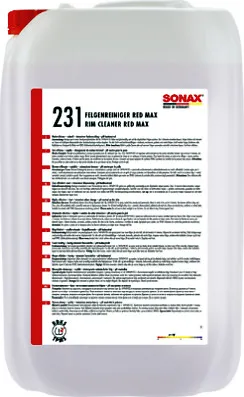 SONAX FelgenReiniger Red Max 25 Liter - Intensiver Profi Felgenreiniger im praktischen 25 l Kanister, ideal für eine gründliche und schonende Reinigung Ihrer Felgen.
