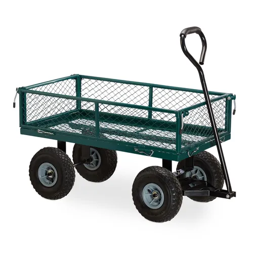 Handwagen Bollerwagen klappbar - der ideale Gartenwagen - Bollerwagen aus robustem Stahl mit 4 Gummirädern, klappbar für einfache Lagerung. Perfekt für den Transport von Geräten und Gartenutensilien.