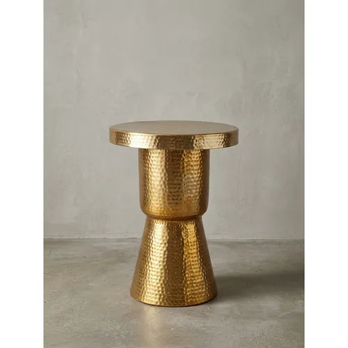 Beistelltisch Rund Aluminium Gold Hammerschlagoptik 43x59x43 cm