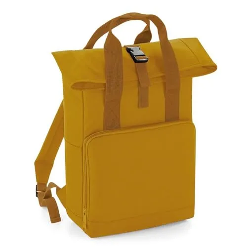 BagBase BG118 Rucksack Twin Handle Roll-Top Backpack - Mustard - Stylischer Rucksack mit Rollverschluss und 14 Litern Kapazität. Ideal für den Alltag, bietet zahlreiche Verstaumöglichkeiten und Komfort durch gepolsterte, verstellbare Schulterriemen.