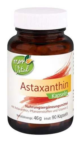 KOPP Vital® Astaxanthin Kapseln | 1 x 90 Kapseln | 46 g | Vegan | mit hoher Bioverfügbarkeit | Reinsubstanzen-Prinzip | Apothekenqualität