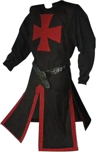 Feynman Mittelalter Ritter Kostüm Tempelritter Kreuzritter Wikinger Tunika Tempel Fasching Karneval LARP Cospaly Waffenrock