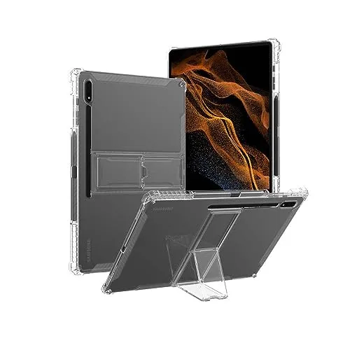 QJONSIU Hülle für Samsung Galaxy Tab S10 Ultra, [Standfunktion] Ultra-dünne Stoßfeste Airbag Schutzhülle, Weiche TPU Klar Hülle, für Samsung Galaxy Tab S10 Ultra-Transparent