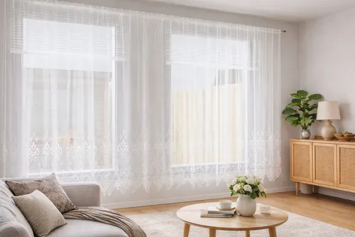 Spitzenvorhang Floral Weiß 220 x 400 cm Polyester Gardine lichtdurchlässig