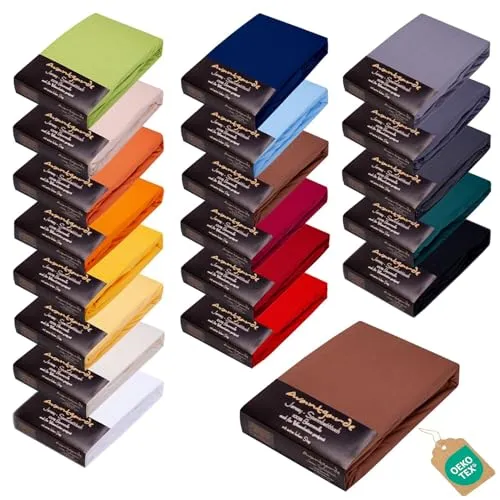 AVANTGARDE Premium Spannbettlaken - 180x200cm - 200x220cm - 40cm Steg - auch für Boxspringbett & Wasserbett - ca.170g/m² - Spannbetttuch 100% Jersey Baumwolle, Oeko-TEX (11 Braun)