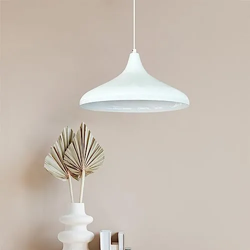 bamyum Champion Küchenlampe Hängend Weiß Ø35 cm - Skandinavische Pendelleuchte im Vintage-Design, ideal für Wohnzimmer und Küche, sorgt für eine gemütliche Atmosphäre und ist einfach zu installieren.
