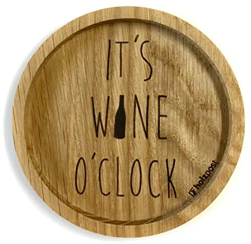 Eichenholz Untersetzer Ø 11,2 cm It's wine o'clock