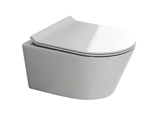 SSWW Tiefspül-WC SpülrandloseToilette Lotuseffekt mit WC-Sitz weiß Hänge-WC Tiefspüler, wandhängend, Abgang waagerecht, Sanitärkeramik