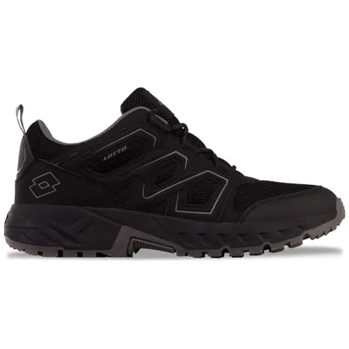 Sneaker LOTTO Gr. 43 - Schwarz, Dunkelgrau - Sportliche Sneaker mit verstärktem Seitenteil für mehr Stabilität, ideal für Outdoor-Aktivitäten und unwegsames Gelände.