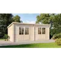 Alpholz Gartenhaus Maria Twin - Stabil und Vielseitig - Holzhäuser mit 28 mm Wandstärke aus nordischer Fichte, ideal als Gartenlaube oder Lager. Atmungsaktives Holz sorgt für ein optimales Raumklima.