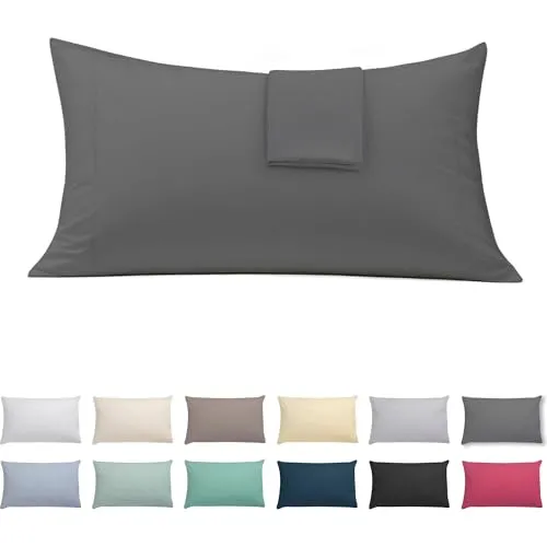 ECOMMERC3 Kopfkissenbezug für Bett 150 cm Baumwoll-Mix | Anthrazit
