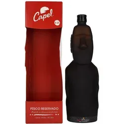 Pisco Capel Reservado Edición Especial MOAI 40% Vol. 1l - Rum mit kulturellem Erbe, einzigartige MOAI-Flasche, ideal für Cocktails und kreative Küche.