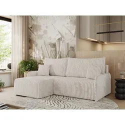 MKS MEBLE ARPA L-förmiges Ecksofa mit Schlaffunktion in weiß von MKS Meble