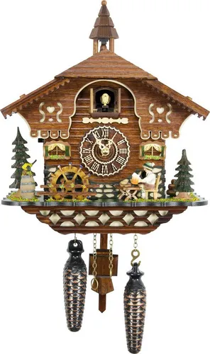 Schwarzwaldpalast Kuckucksuhr Chalet-Stil 26cm - Traditionelle Kuckucksuhr im Chalet-Stil mit präzisem Quarz-Uhrwerk. Ein zeitloser Blickfang für Ihr Zuhause, der ländlichen Charme versprüht und jeden Raum bereichert.