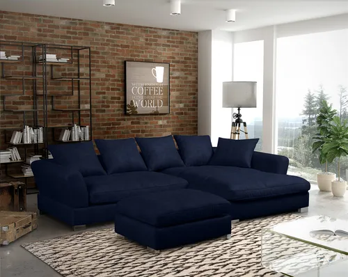 Ecksofa TIZIAN inkl. Polsterhocker in blau von Fun Möbel