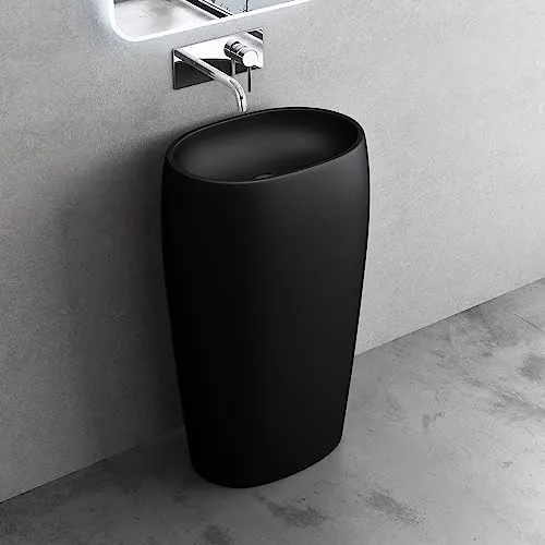 doporro freistehendes Standwaschbecken Colossum32 schwarz matt - Waschplätze – Elegantes freistehendes Waschbecken aus robustem Mineralguss, handpoliert und leicht zu reinigen, ideal für ein modernes Badezimmer.