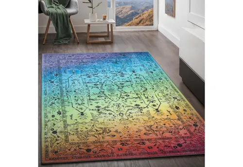TaraCarpet Teppich Kurzflorteppich TaraCarpet Rainbow Oriental moderner Orientteppich, rechteckig, Höhe: 14 mm, Orientalisches Design in Regenbogenfarben auch für das Jugendzimmer