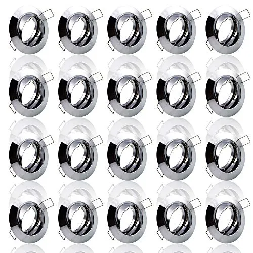 20x Einbaustrahler GU10 Chrom rund, schwenkbar - Hochwertiges Set mit 20 Einbaustrahlern für eine stilvolle Beleuchtung. Ideal für den einfachen Austausch von Leuchtmitteln, langlebige Keramikfassung und vielseitige Einsatzmöglichkeiten.