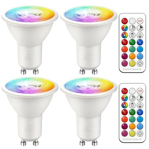 iLC LED GU10 Farbwechsel Lampe, Led Spots Birne Reflektorlampe, 5W Dimmbar Warmweiß (2700K) RGB 40W Halogenlampen,(4 Stück)