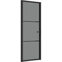 vidaXL Innentür 76x201,5 cm Schwarz ESG-Glas und Aluminium - Haustüren mit modernem Design und robustem Aluminiumrahmen. Die gehärtete Glastür bietet hohen Sichtschutz und ist ideal für stilvolle Raumübergänge.