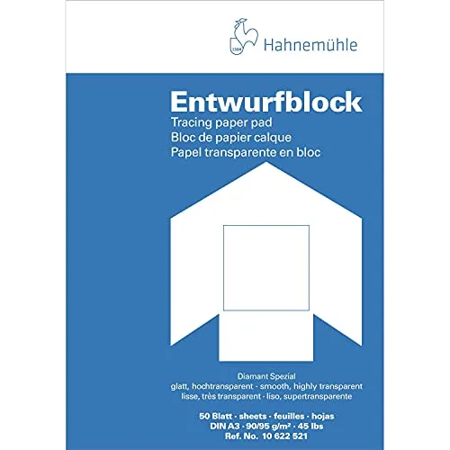 Hahnemühle Transparentpapierblock A3 - 90/95 g/m² - Hochwertiger Transparentpapierblock in A3 für kontrastreiche Zeichnungen. Ideal für kreative Kunstarbeiten und vielseitig einsetzbar.