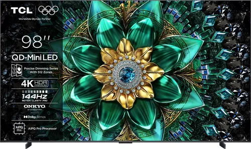 TCL 98Q6CX7 QLED Mini LED-Fernseher 98 Zoll - Fernseher mit 4K Ultra HD, Google TV und Dolby Vision für ein beeindruckendes Seherlebnis in großem Format.