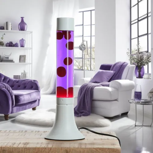 Knallige Lavalampe YVONNE Rot Lila Weiß 38cm