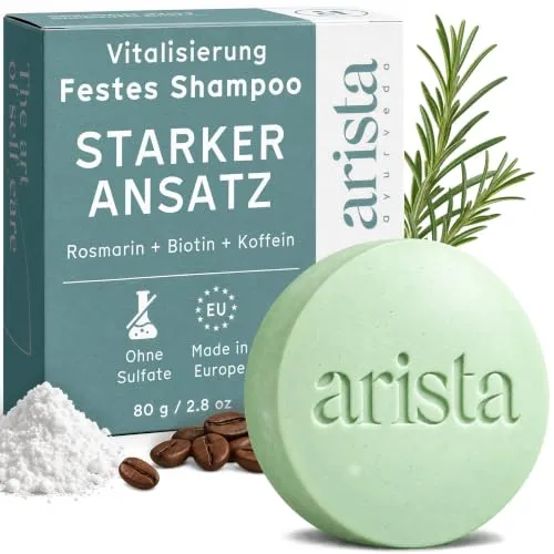 Arista Biotin & Rosmarin Festes Shampoo für feines Haar, Stärkendes Rosmarin Volumen Shampoo, Sorgt für Fülle und Schwung, Ohne Parabene, Sulfate und Silikone (80 g)