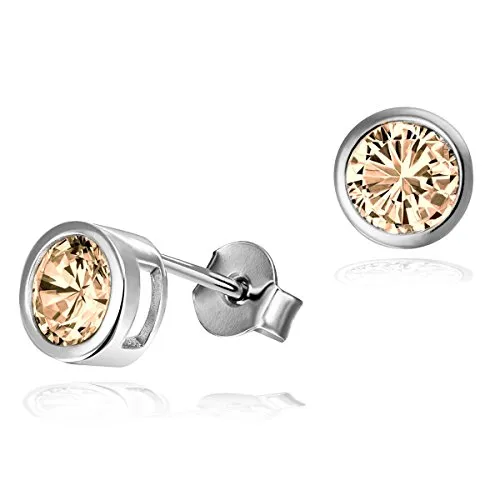 Goldmaid Damen Ohrstecker 925 Sterlingsilber Zirkonia champagner Zargenfassung