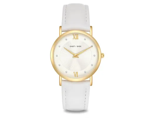Eastside Quarzuhr Weiß - Elegante Armbanduhr - Armbanduhren mit analoger Anzeige, wasserdicht bis 3 bar, Gehäuse aus Metall-Legierung und Echtlederarmband in Weiß für stilbewusste Träger.