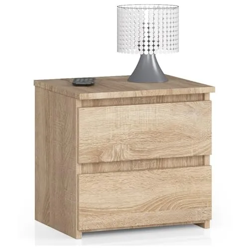 Vielseitige Kommode mit 2 Schubladen | Sonoma Eiche Holz Organizer für Schlafzimmer und Flur - Die praktische Kommode bietet viel Stauraum und eignet sich ideal für Schlafzimmer und Flur. Mit schmalem Design und eleganter Oberfläche ist sie ein echter Blickfang. Sanft gleitende Schubladen sorgen für einfache Handhabung.