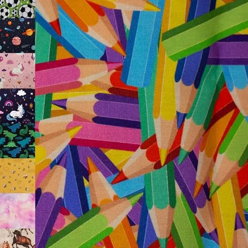 MAGAM-Stoffe Niklas Kinder Baumwollstoff ÖKO-TEX Meterware ab 50cm (Buntstifte)