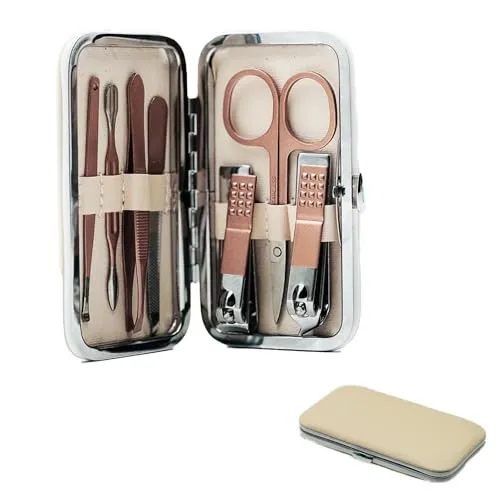 Velform 7tlg. Maniküre Set - Nagelpflege Set mit Nagelknipser, Nagelschere, Feile, Pinzette uvm. - Pediküre Set - inkl. eleganter Aufbewahrungstasche - Feilenset