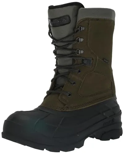 Kamik Nation Plus dark olive (DOL) 47 - Robuste Winterschuhe für Herren mit wasserdichtem Wildleder, HEAT-MX Wärmeisolations-Innenschuh und hervorragender Griffigkeit für alle Winterabenteuer.