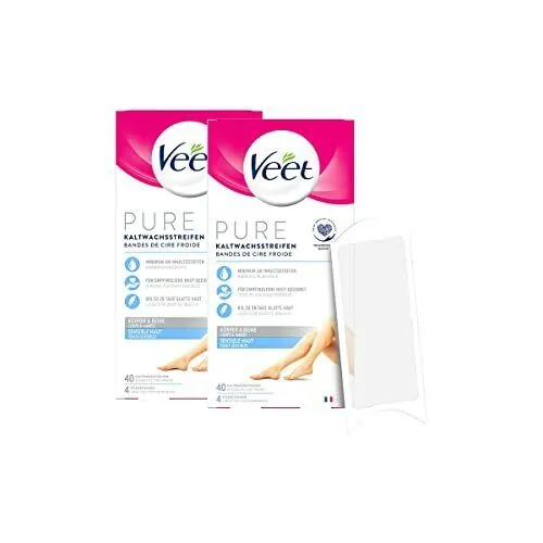 Veet Kaltwachsstreifen Beine sensible Haut 2 x 40 Stück