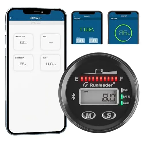 Runleader RL-BI025A-BT Bluetooth Batteriemonitor, Spannung & Stunden