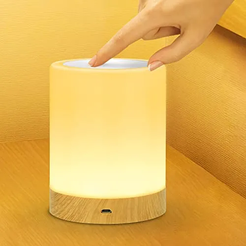Vaileal LED Nachttischlampe, Touch Dimmbar Atmosphäre Tischlampe mit Fernbedienung USB-Aufladung, 13 Farben und Farbwechsel, Tragbare Kinder Stimmungslicht für Schlafzimmer/Wohnzimmer/Büro
