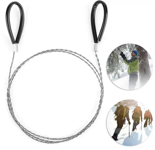 Taschensäge aus Edelstahl mit Schlaufen, 75 cm Länge, verbesserte Drahtsäge für Holz und Kunststoff, klein Handlich schnell verstaut, ideal für Outdoor, Camping (1)