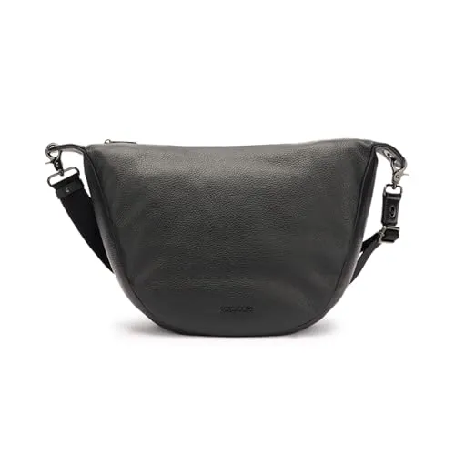MANDARINA DUCK Mellow Leather Hobo Bag - Damen Umhängetasche aus hochwertigem Rindsleder, verstellbar und ideal für den Freizeitgebrauch. Stilvolles Design in elegantem Schwarz.