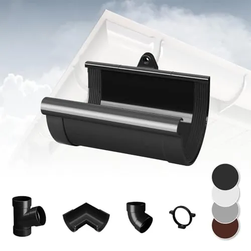 RAINWAY S Regenrinnen System (Rinnenverbindungsschale anthrazit) - PVC-U Kunststoff in 4 Farben, für Dachflächen < 100m² empfohlen, Verbinder Erweiterung
